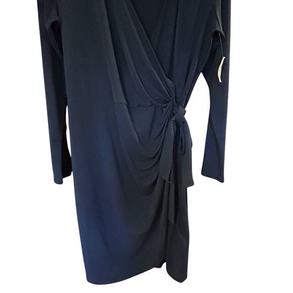 Amazon Essentials Women's Long-Sleeve Navy Blue Wrap Ruched Bodice Dress Size 2X - Picture 6 of 14